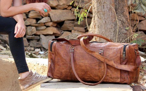 leather weekend bag with the shoe compartment